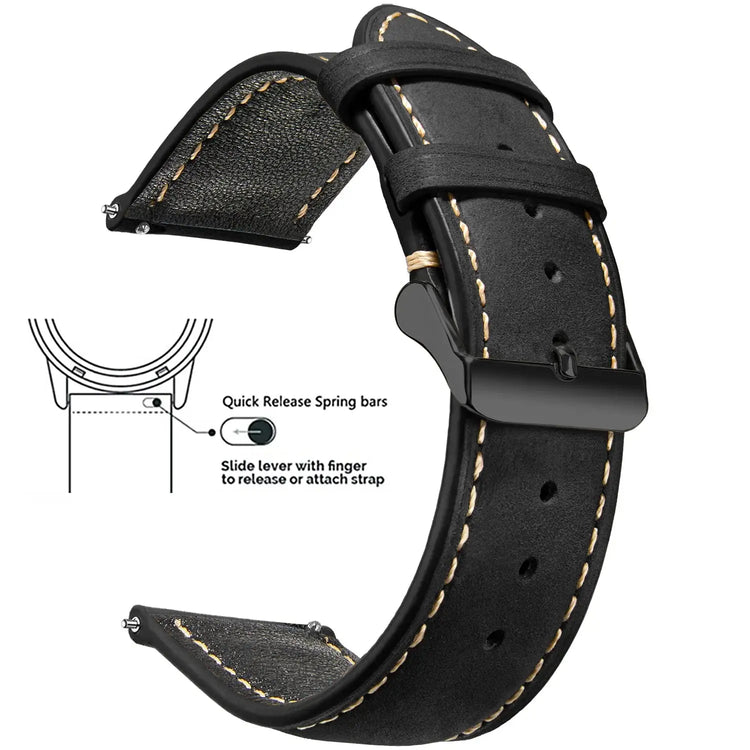 Vintage Quick-Release Genuine Leather Watch Strap