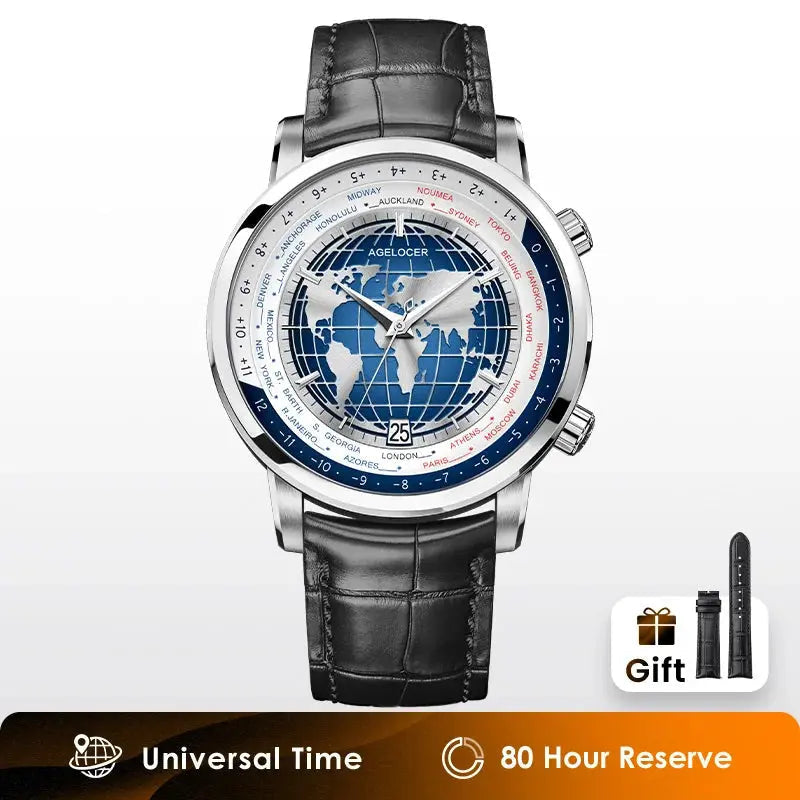 World Time Luxury Business Formal Automatic Mechanical Inspirational Watches