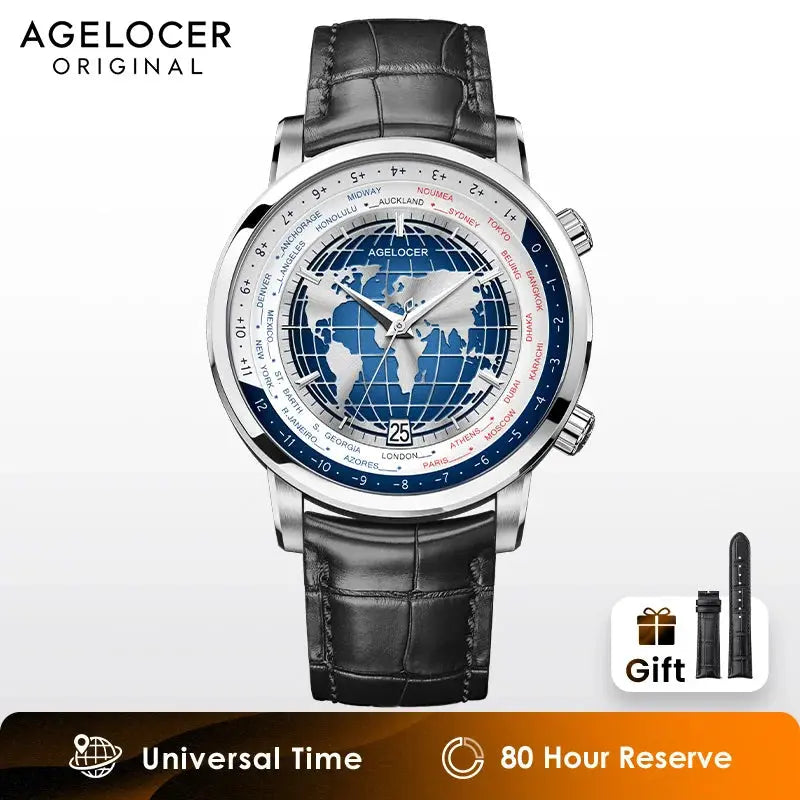 World Time Luxury Business Formal Automatic Mechanical Inspirational Watches