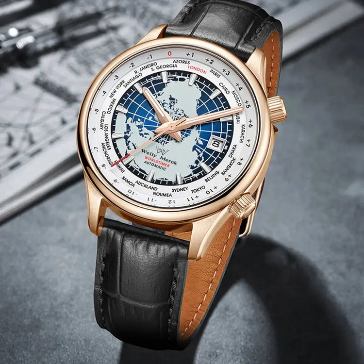 World Time Original Automatic Mechanical High Quality Sapphire Inspirational Watches