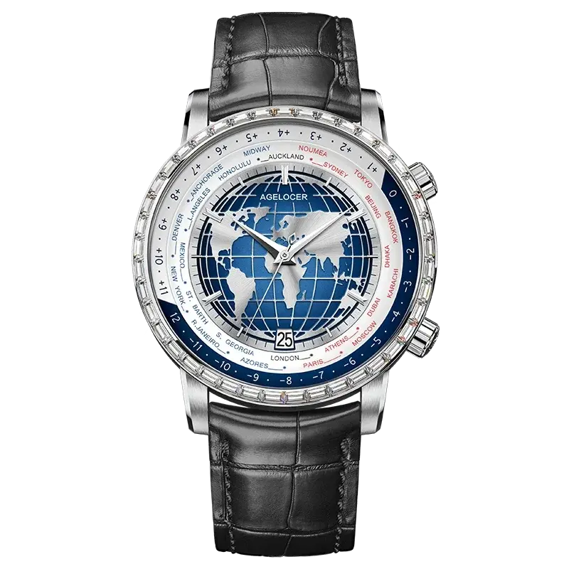 World Time Automatic Mechanical Calendar Stainless Steel Inspirational Watches