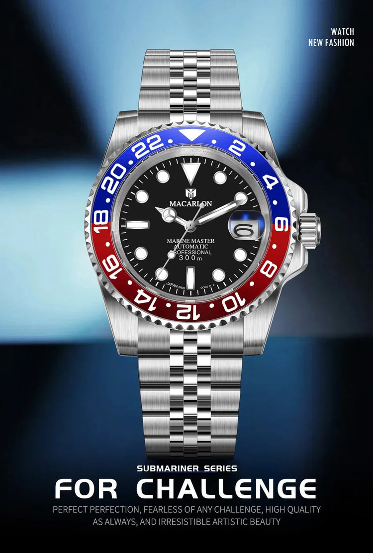 MACARLON Design 2026 New NH35 Mechanical Watch Men 41mm Sapphire Glass Luminous Stainless Steel 300M Waterproof Automatic Watch Inspirational Watches