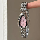 Brand Snake Head Dial Women Watch Luxury Ladies Quartz Watches Droplet Shaped Roman Numeral Steel Strap Wristwatches Gift Clock Inspirational Watches