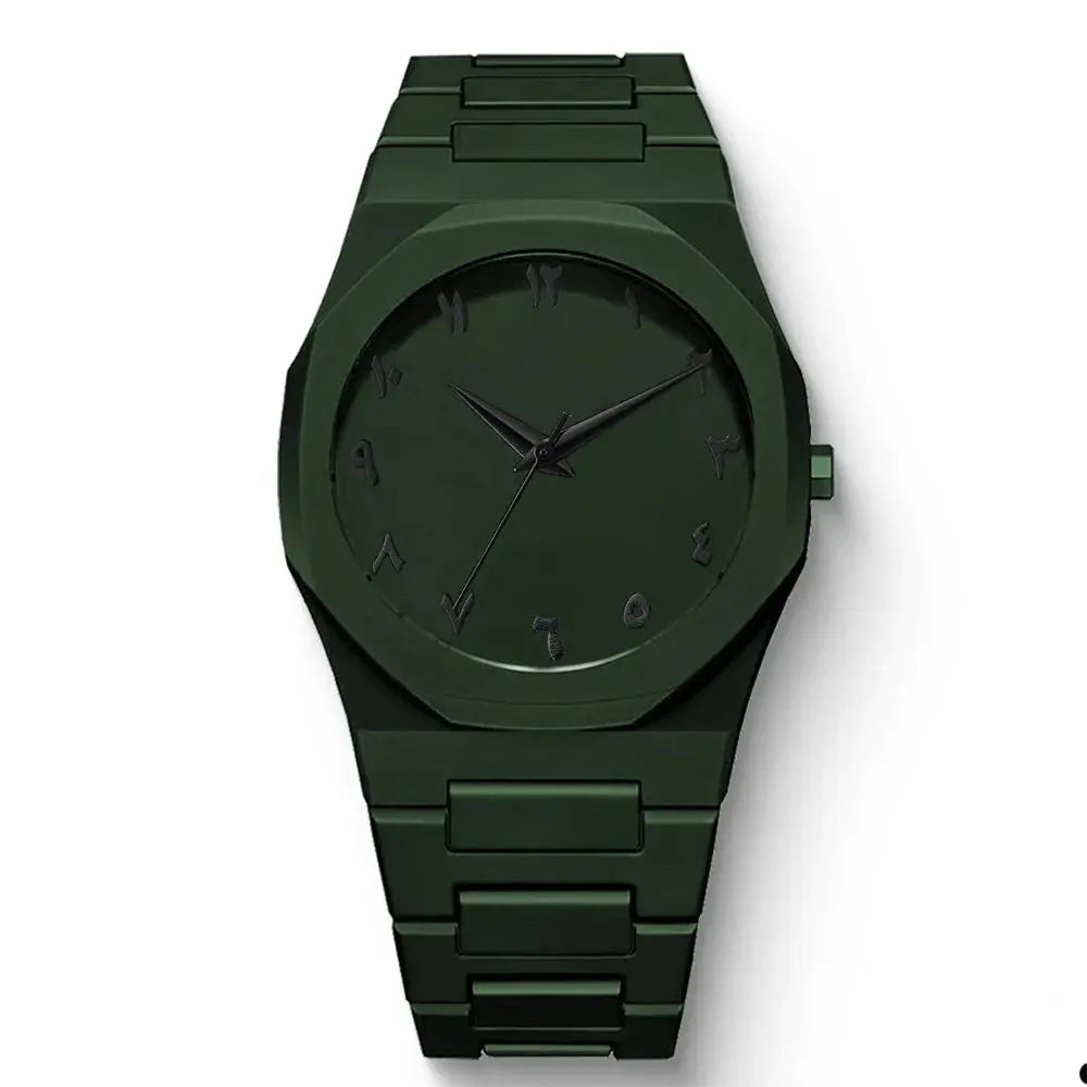 Simple Black Male Quartz Watches Arabic digital Casual Drip Oil Strap - Inspirational Watches