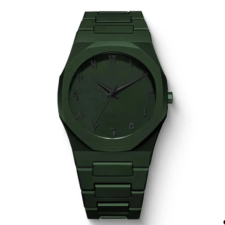 Simple Black Male Quartz Watches Arabic digital Casual Drip Oil Strap - Inspirational Watches