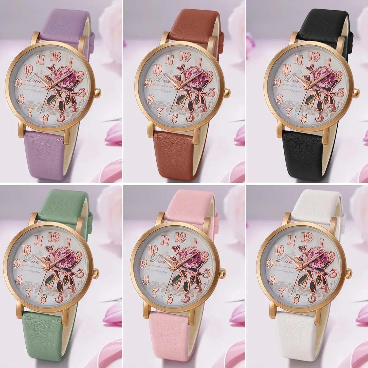 Fashion Casual Luxury Women Peony Dial PU Leather Quartz Watch Elegant - Inspirational Watches