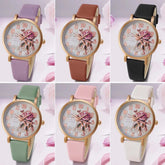 Fashion Casual Luxury Women Peony Dial PU Leather Quartz Watch Elegant - Inspirational Watches