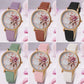 Fashion Casual Luxury Women Peony Dial PU Leather Quartz Watch Elegant - Inspirational Watches