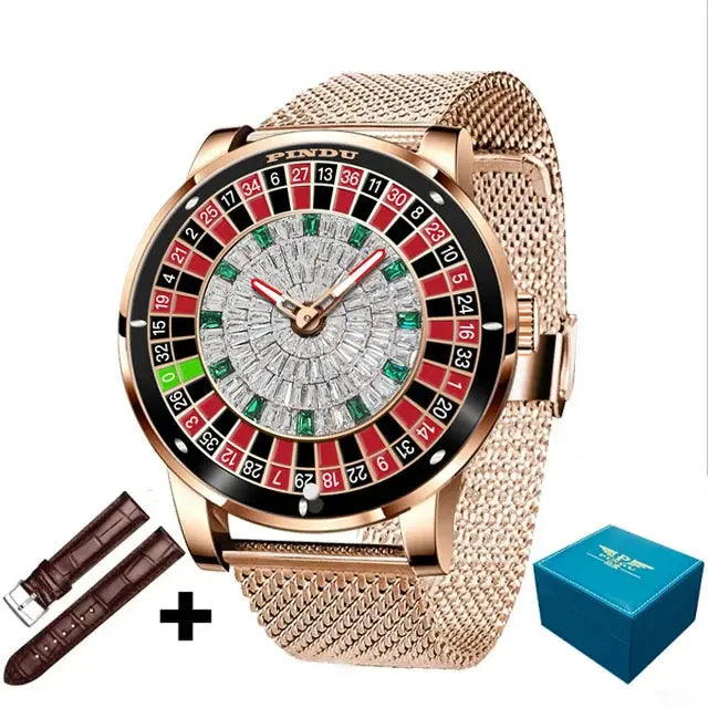 Design Automatic Mechanical Watch Movement Rotating Dial Roulette Watch - Inspirational Watches