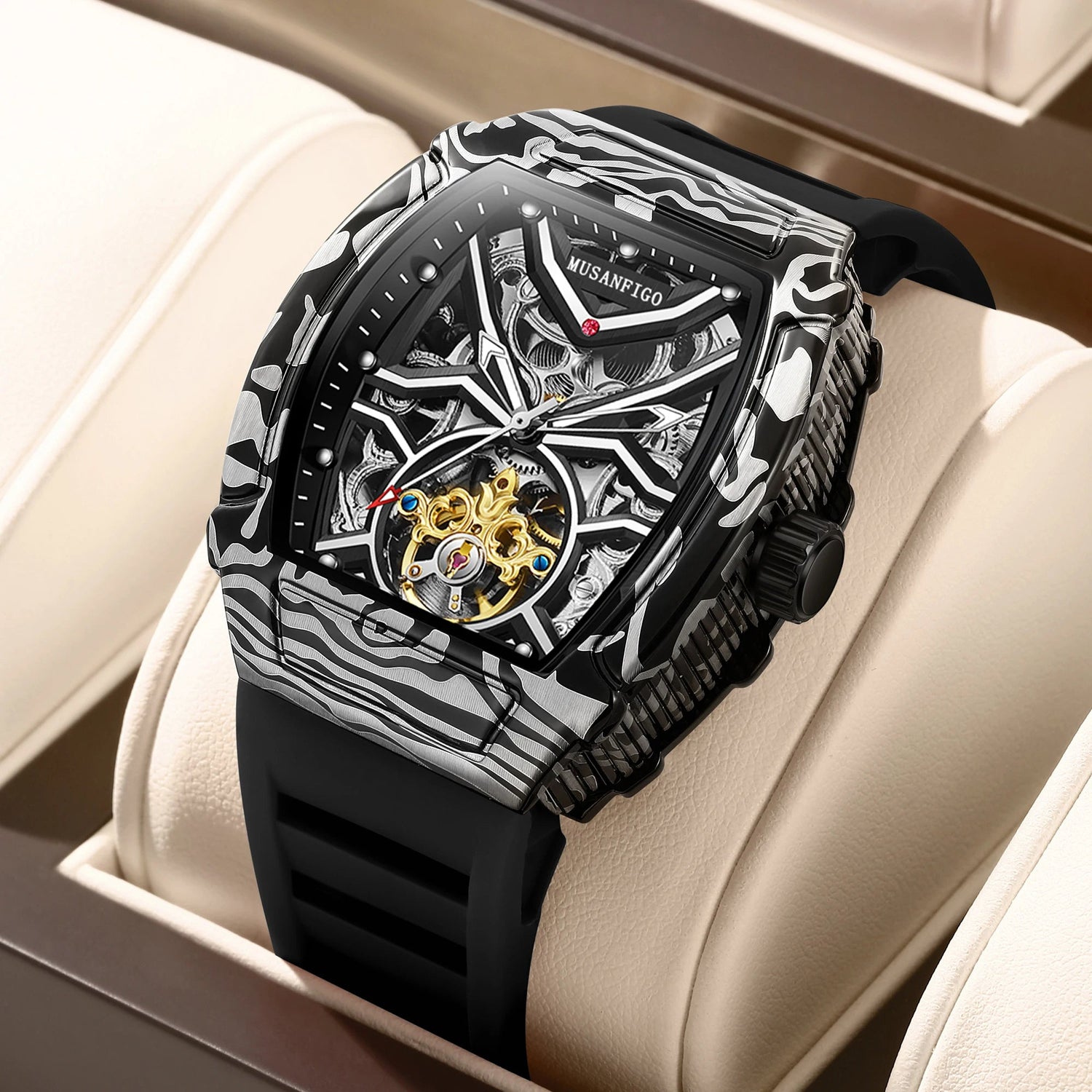 Fully automatic skeleton mechanical watch, fashionable personality, luxury hot men&