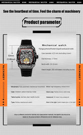 Fully automatic skeleton mechanical watch, fashionable personality, luxury hot men&