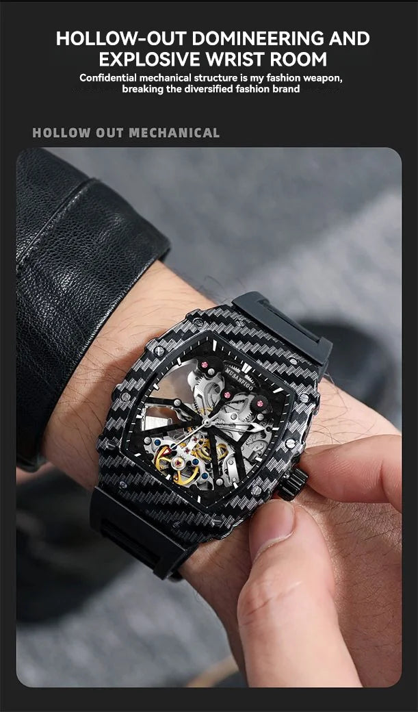 Fully automatic skeleton mechanical watch, fashionable personality, luxury hot men&