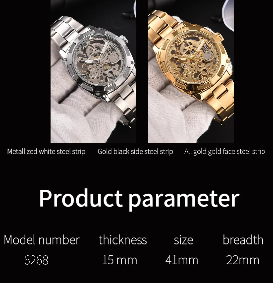 Men automatic watch luxury mechanical watches waterproof skeleton  wholesale stainless steel gift watch Inspirational Watches
