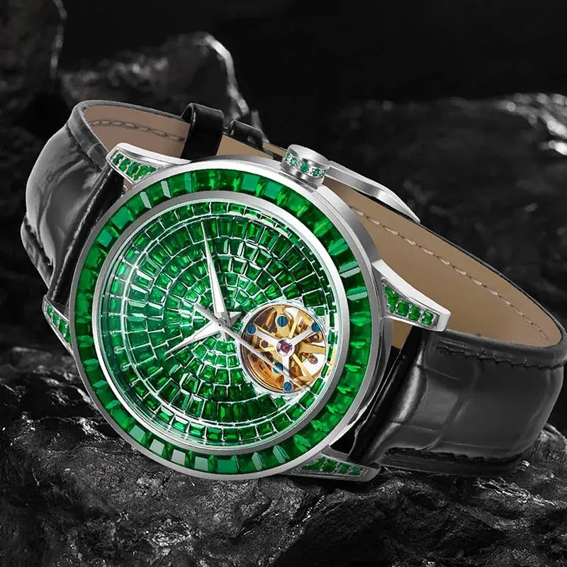 Diamonds Face Tourbillon Mechanical Luminous Waterproof Mechanical Inspirational Watches