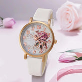 Fashion Casual Luxury Women Peony Dial PU Leather Quartz Watch Elegant - Inspirational Watches