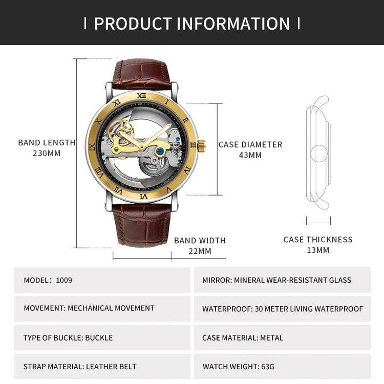Mechanical Wristwatches Watches for Man Watches Golden Bridge Skeleton Automatic Mechanical Mens Watch reloj hombre montre homme Inspirational Watches
