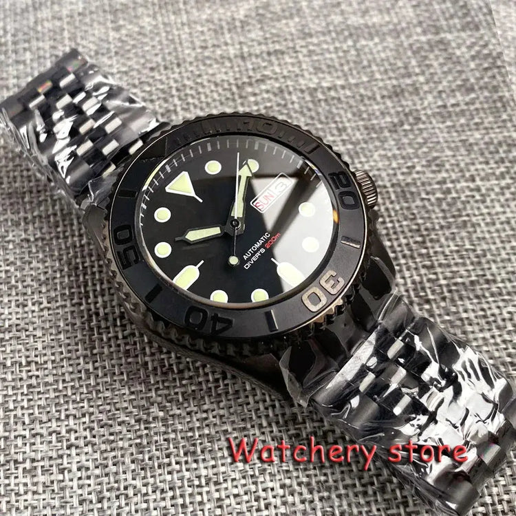 Domed Sapphire Glass NH36 Automatic Movement 200m Waterproof 120 Clicks Black Green Luminous Watch - Inspirational Watches