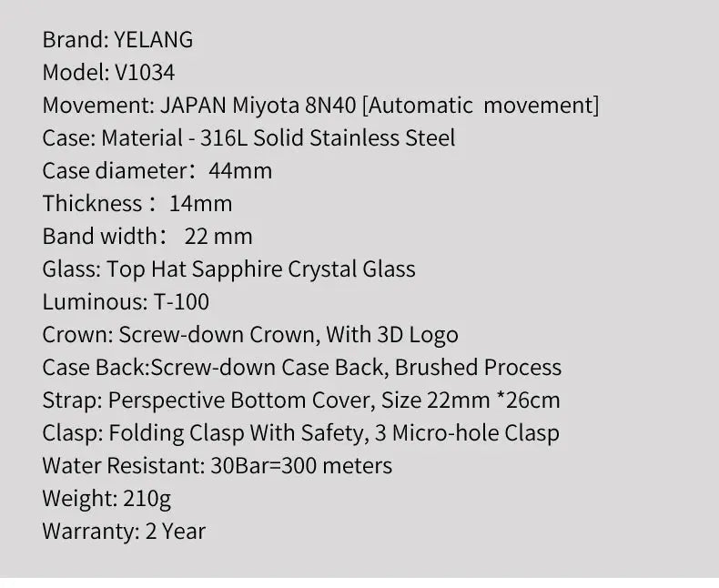 44mm Vintage Dial Luxury Sapphire Automatic Mechanical Waterproof Inspirational Watches