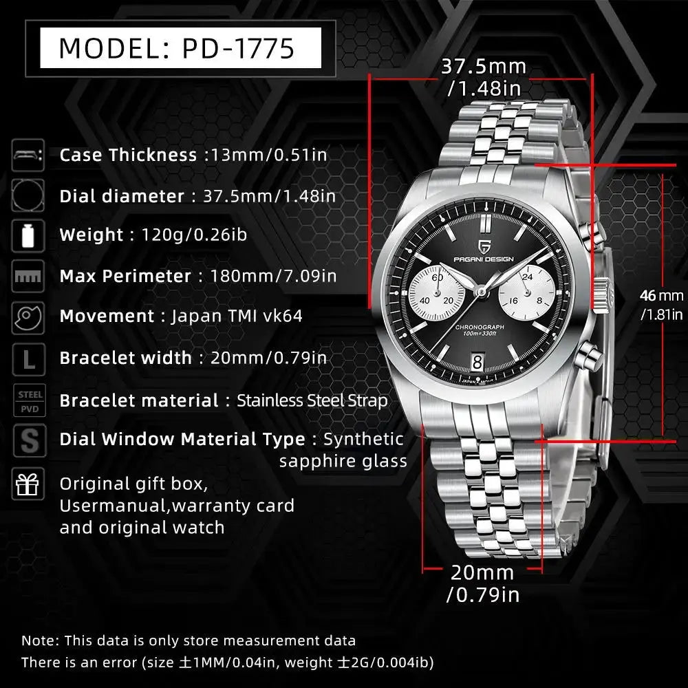Sports Quartz Chronograph Men Luxury Watches Sapphire Stainless Steel Diving Clock Inspirational Watches