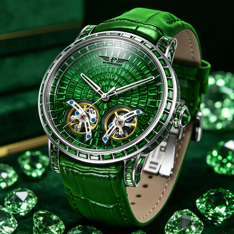 2026 PINDU Design New 46MM Diamond Mechanical Watch Men Top Luxury Double Flying Wheel Watch Sapphire Glass Waterproof Watch MEN Inspirational Watches