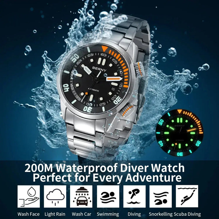 Automatic Dive Super Luminous Sapphire Swim Sport Mechanical Inspirational Watches