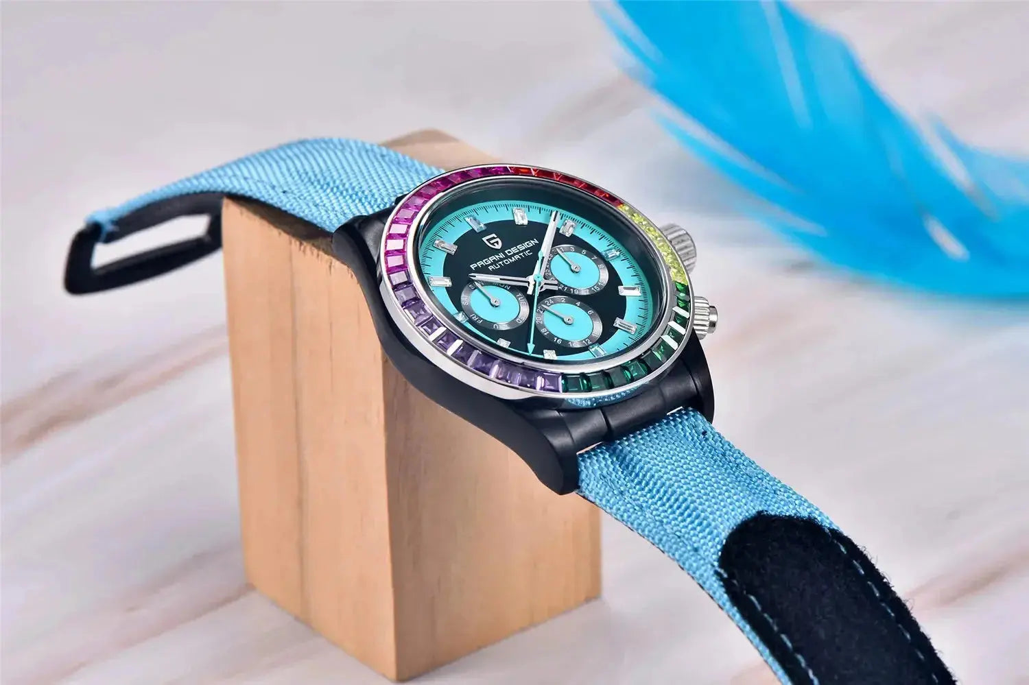 Automatic Mechanical Watch 40MM Rainbow Circle Multifunction Wristwatch Inspirational Watches
