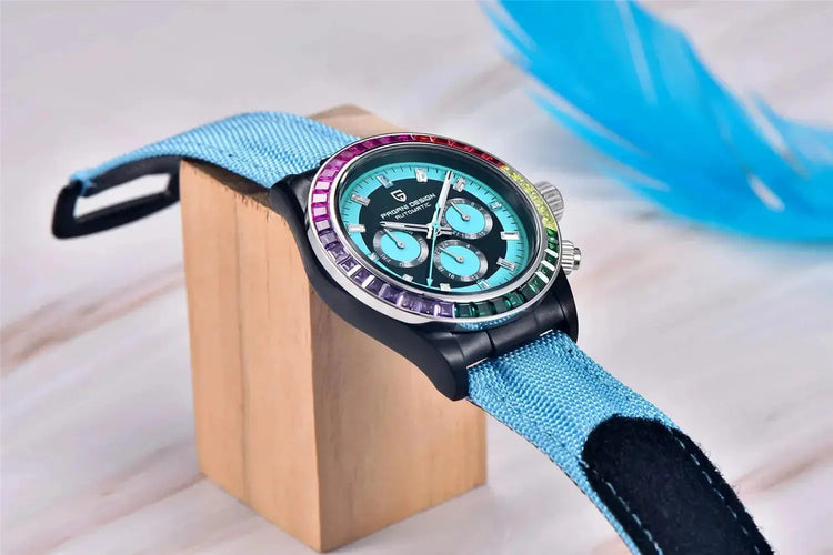 Automatic Mechanical Watch 40MM Rainbow Circle Multifunction Wristwatch Inspirational Watches