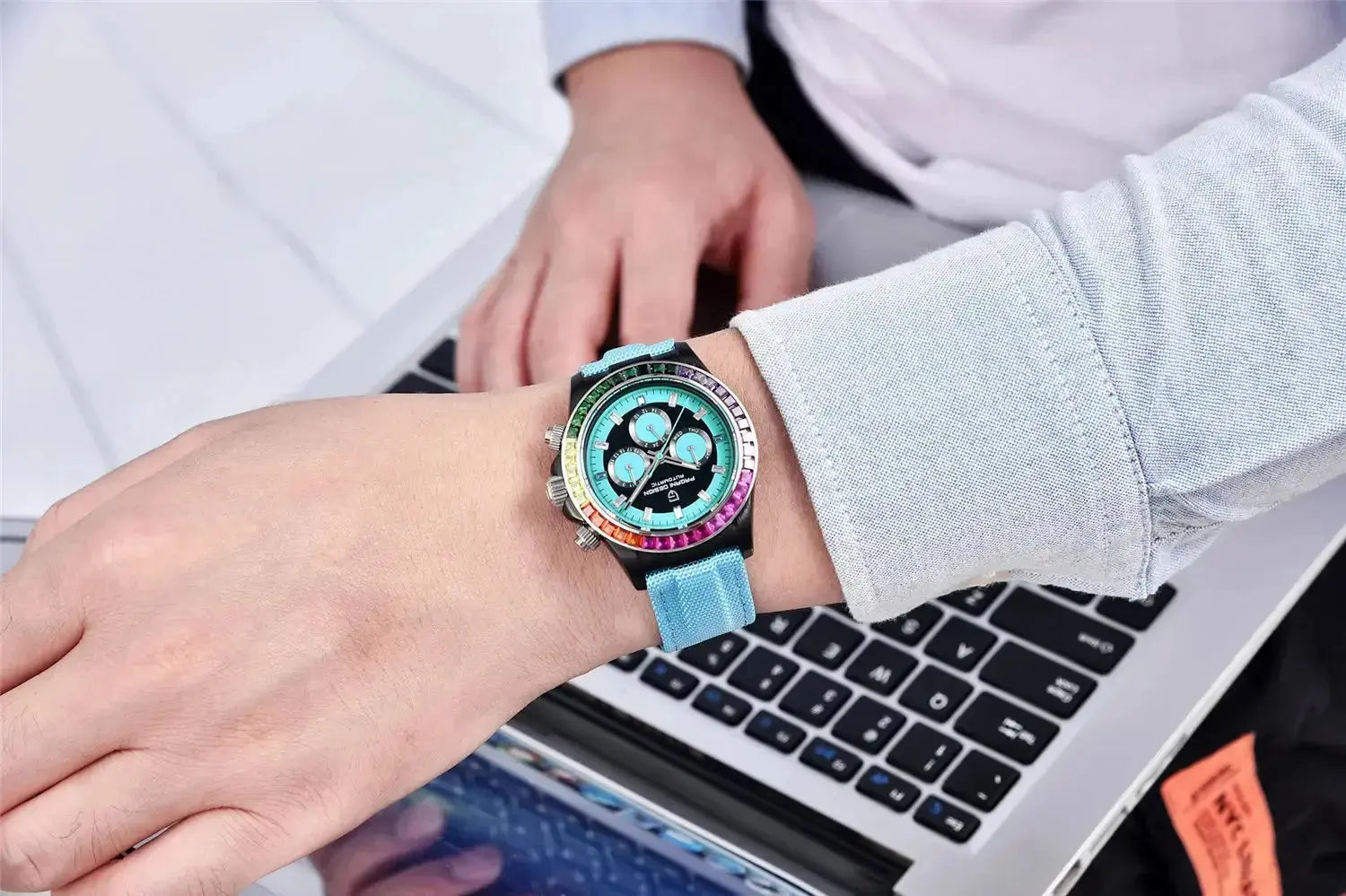 Automatic Mechanical Watch 40MM Rainbow Circle Multifunction Wristwatch Inspirational Watches