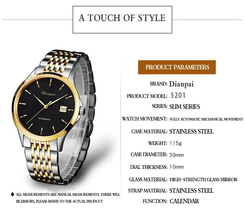 Automatic Mechanical Luxury Thin Edition with Calendar Watch Inspirational Watches