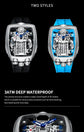 PINDU Men Automatic Watch 42mm Luxury Tonneau Mechanical Wristwatch Fashion Luminous 50M Waterproof Skeleton NH05 Inspirational Watches