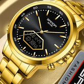 Dual Display Multi functional Night Light Waterproof Business Sports Watch Inspirational Watches