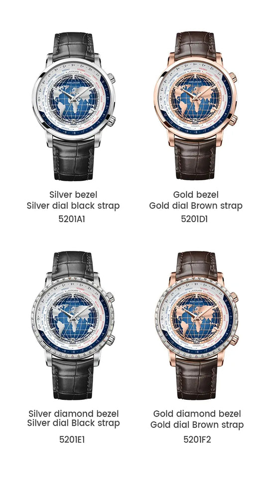 World Time Luxury Business Formal Automatic Mechanical Inspirational Watches