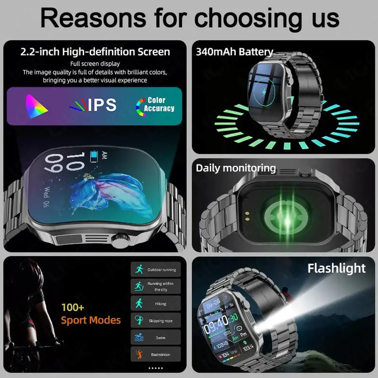 LIGE New 2.2-inch 3D Curved Screen Smart Watch With LED Light Thermometer Health Monitor Smartwatch BT Call Sports Fitness Watch Inspirational Watches