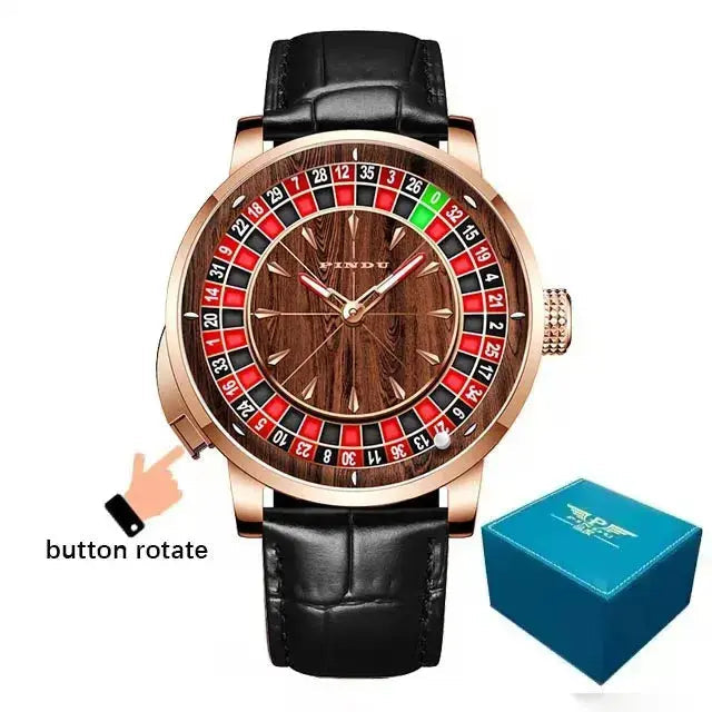 Wood Grain Mechanical Button Gambling Table Game Roulette - Inspirational Watches