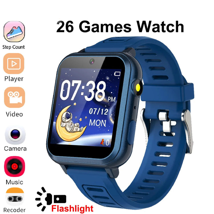 24 Games Kids Music Play Pedometer Tracker Time Display Video Audio Record Torch Smartwatch Inspirational Watches