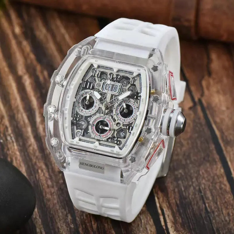 six-pin multi-functional running second engraving hollow quartz watch - Inspirational Watches