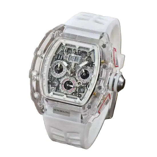 six-pin multi-functional running second engraving hollow quartz watch - Inspirational Watches