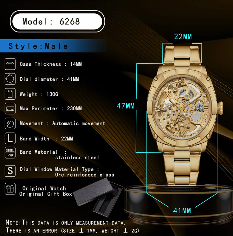 Men automatic watch luxury mechanical watches waterproof skeleton  wholesale stainless steel gift watch Inspirational Watches