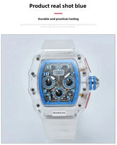 six-pin multi-functional running second engraving hollow quartz watch - Inspirational Watches