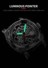 GLENAW Skeleton Mechanical Watch Men Vintage Engraved Auto Mechanical Wrist Watches Gold Stainless Steel Strap Erkek Kol Saati Inspirational Watches