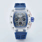six-pin multi-functional running second engraving hollow quartz watch - Inspirational Watches