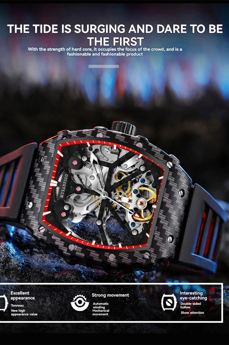 Fully automatic skeleton mechanical watch, fashionable personality, luxury hot men&