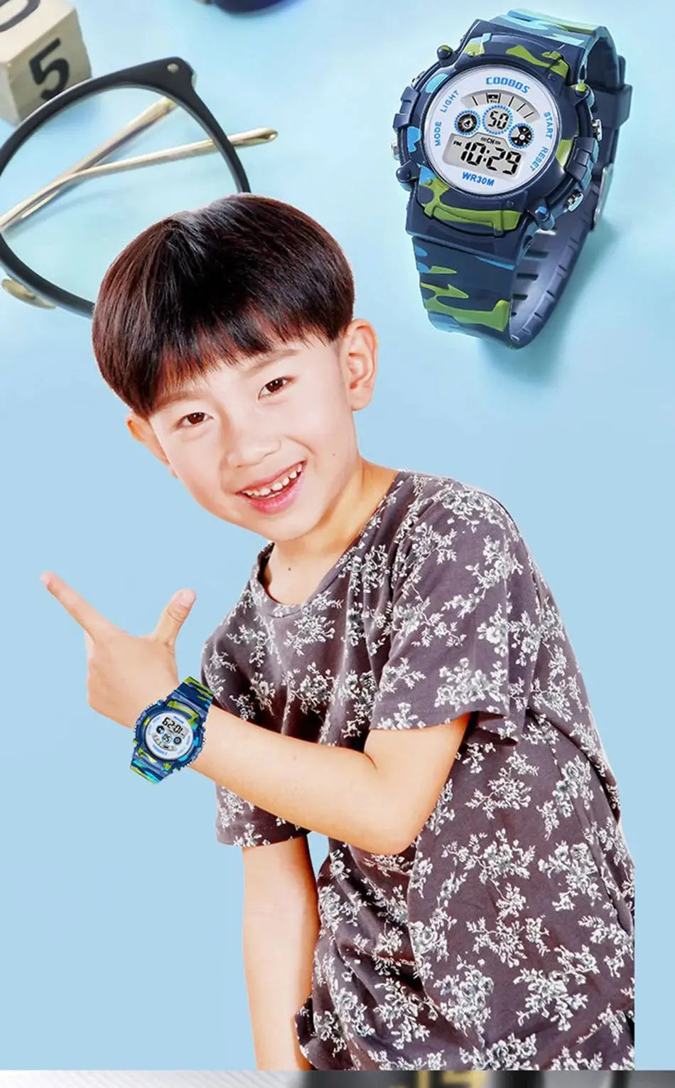 Waterproof Luminous Sport LED Digital Watches for Kids Inspirational Watches