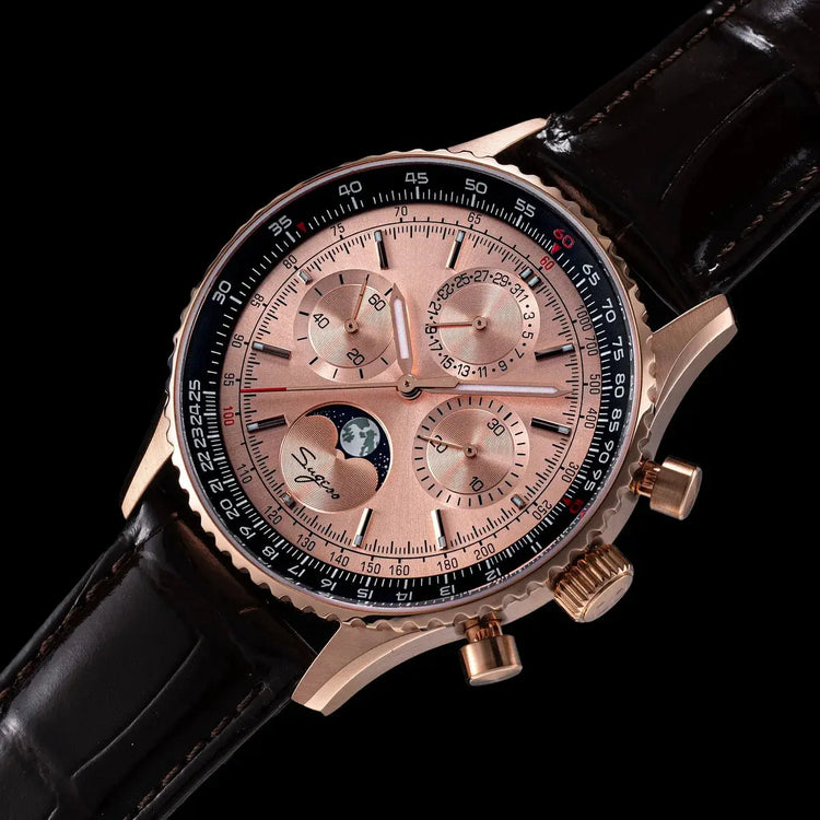 Moon phase Pilot Chronograph Mechanical Tianjin ST1908 Movement Inspirational Watches