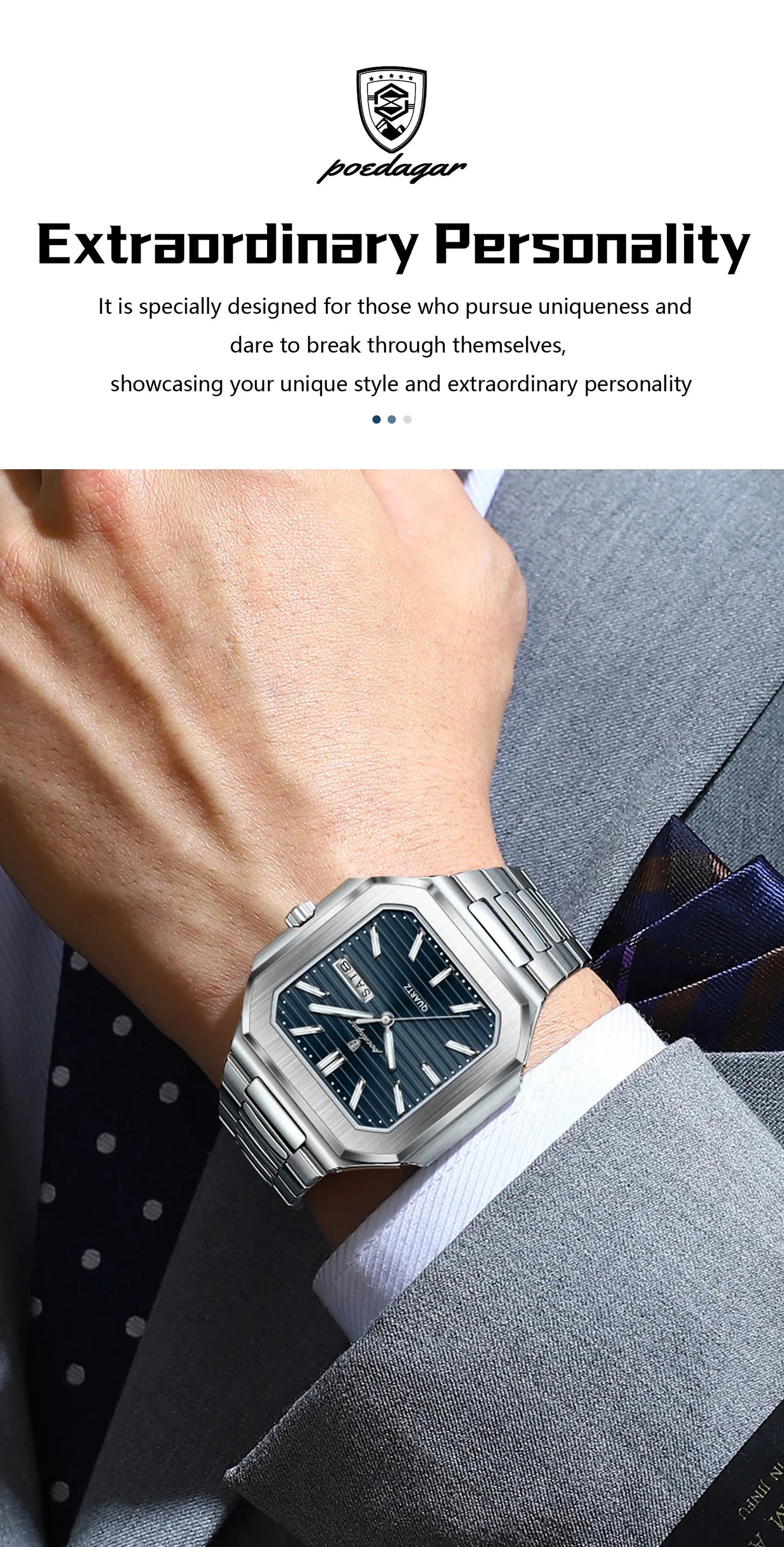 Square Fashion Man Waterproof Luminous Wristwatch Inspirational Watches