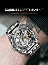 GLENAW Skeleton Mechanical Watch Men Vintage Engraved Auto Mechanical Wrist Watches Gold Stainless Steel Strap Erkek Kol Saati Inspirational Watches