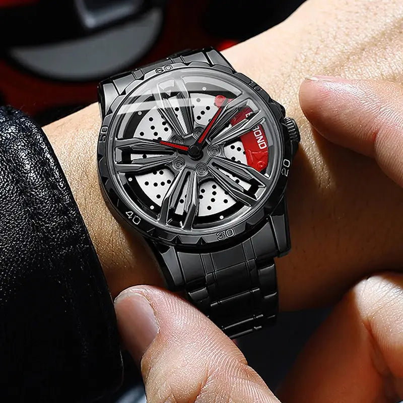 Automotive Wheel Hub Watch with 360° rotating racing dial