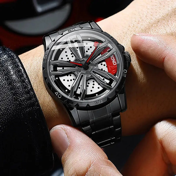 Automotive Wheel Hub Watch with 360° rotating racing dial