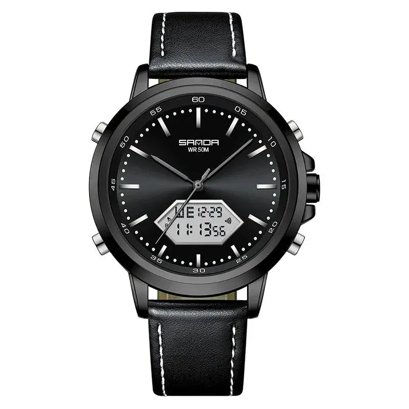 Dual Display Multi functional Night Light Waterproof Business Sports Watch Inspirational Watches