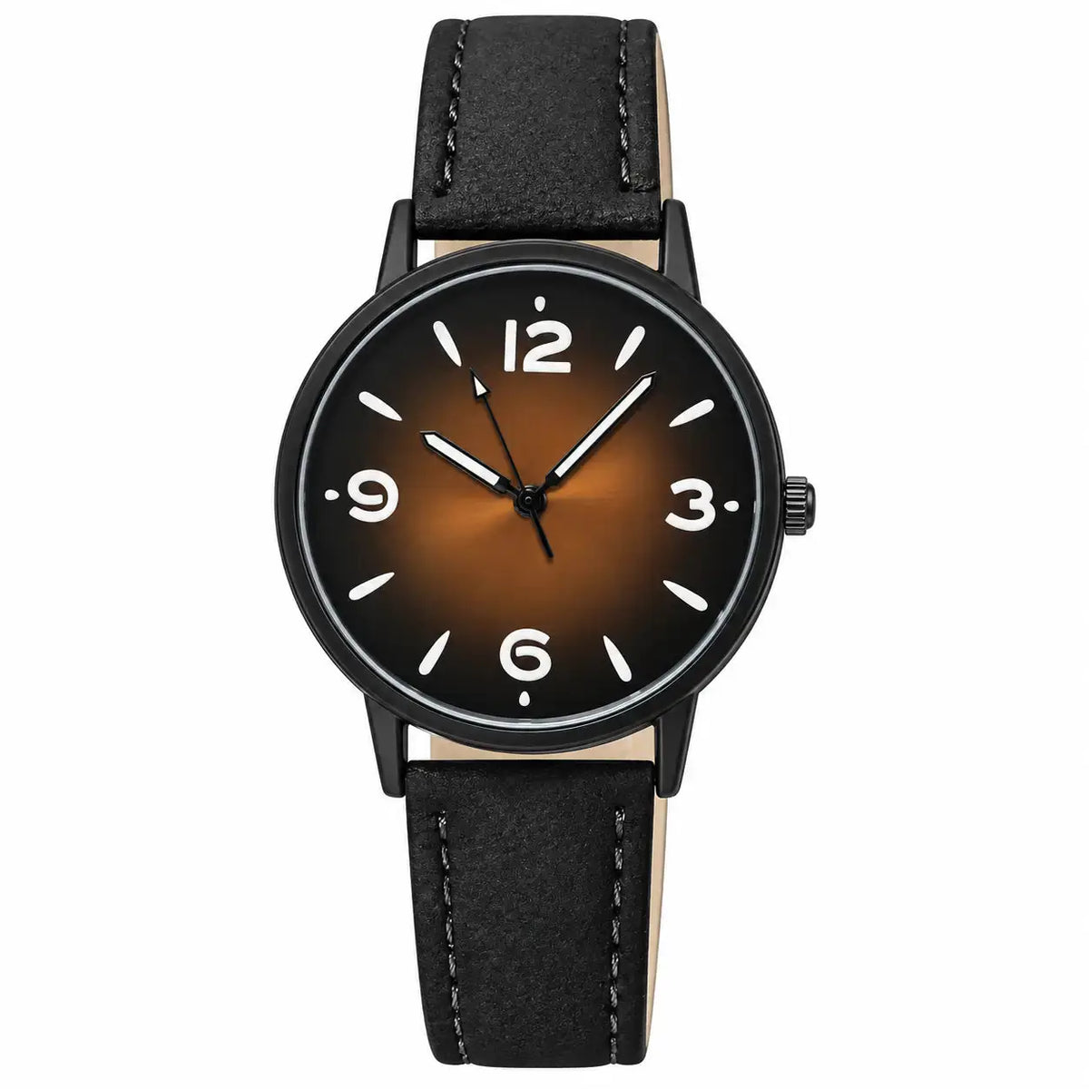 Women’s Minimalist Luminous Watch in Black Strap & Brown Dial